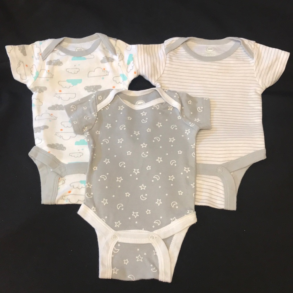 NewBorn print short sleeve bodysuits set/3